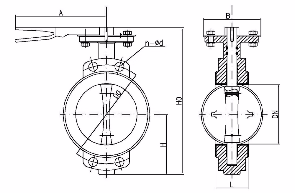 Ductile Iron Handle Wafer-Type PTFE Butterfly Valve D71F-16Q