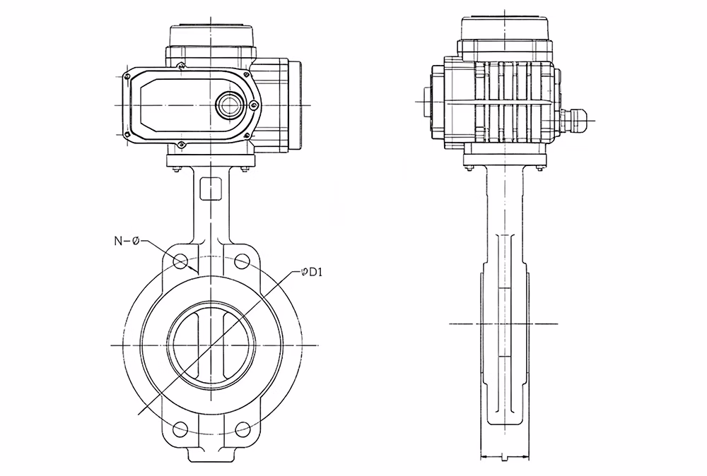 Ductile Iron Electric Wafer-Type PTFE Butterfly Valve D971F-16Q