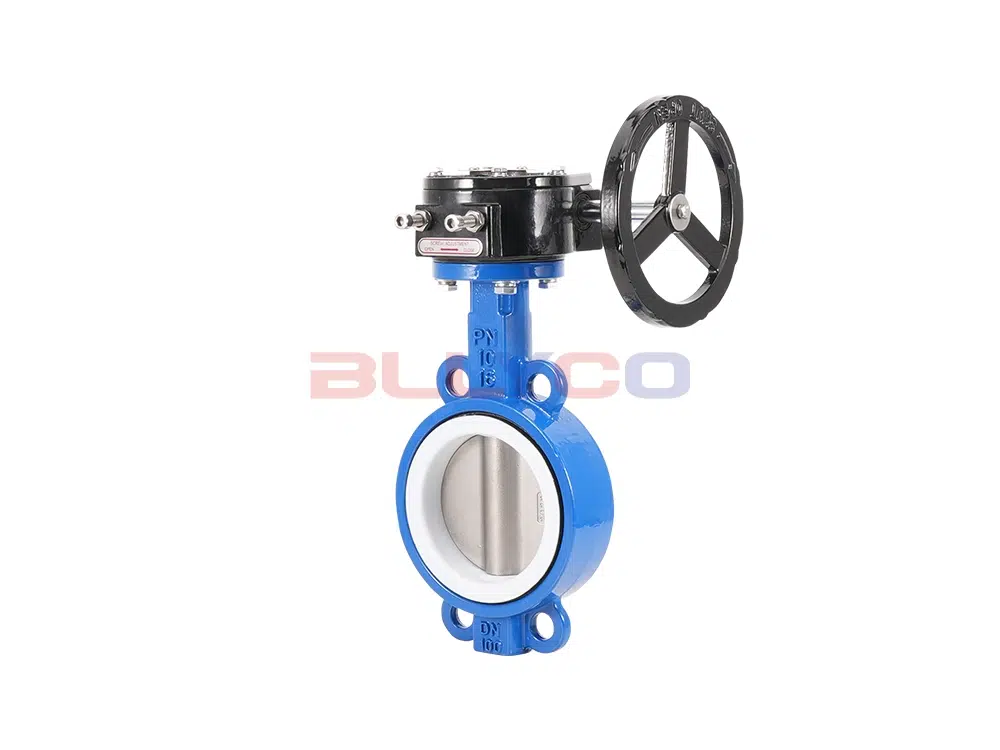 球墨铸铁涡轮四氟对夹蝶阀 D371F-16Q