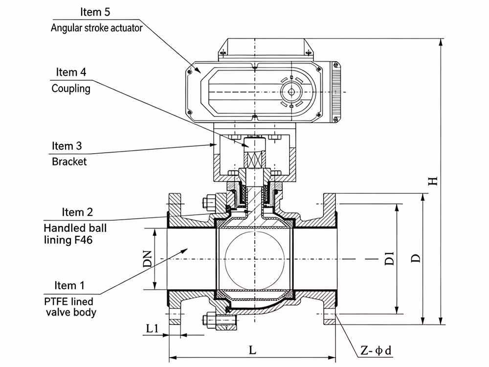 304 Stainless Steel Electric PTFE Lined Flanged Ball Valve Q941F46-16P