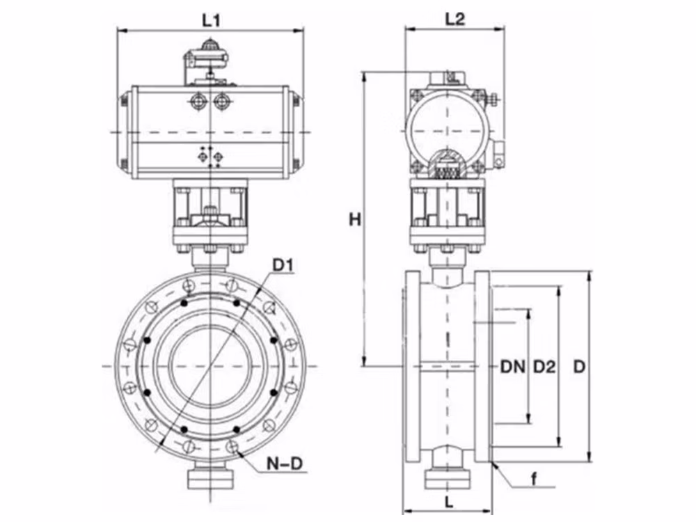 Cast Steel Pneumatic Triple-Eccentric Hard-Seal Butterfly Valve D643H-16C