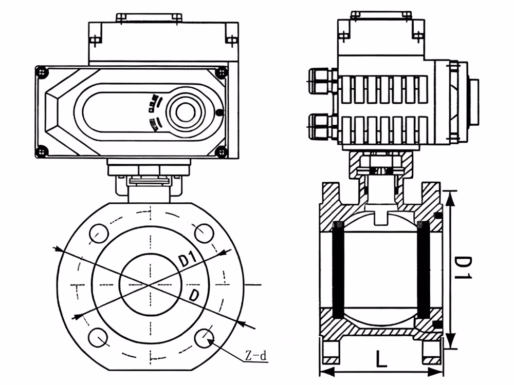 304 Stainless Steel Electric Thin-Body Wafer-Type Ball Valve Q971F-16P